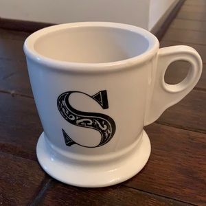 Anthropologie “S” Initial Mug Black on White
